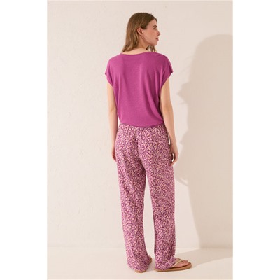 Pantalón largo estampado morado