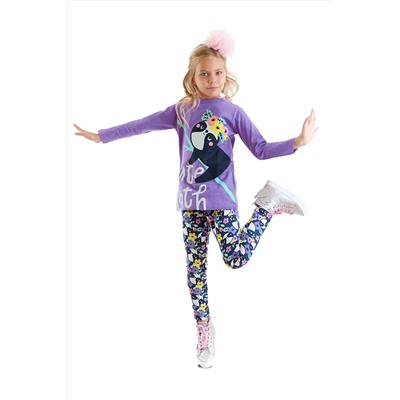 Denokids Tembel Hayvan Kız Çocuk Tunik Tayt Takım CFF-23K1-033