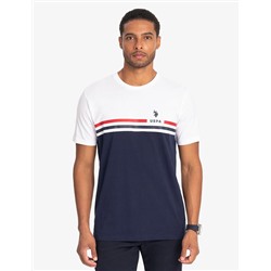 USPA STRIPE PRINT JERSEY T-SHIRT