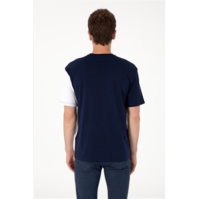 Erkek Comfort Fit Bisiklet Yaka Lacivert Tişört