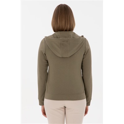 Kadın Vizon Kapüşonlu Fermuarlı Sweatshirt