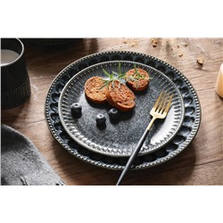 Тарелка закусочная, 21 см,  фарфор P, черно-синяя, в крапинку, Black Kitchen, 62764