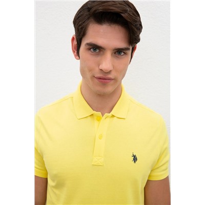 Erkek Sarı Basic Polo Yaka Tişört