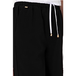 Kadın Siyah Bel Detaylı Loose Fit Kanvas Pantolon
