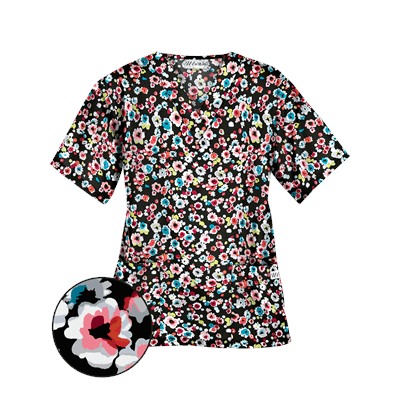 UA Passion Posies Black Print Scrub Top
