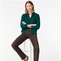 Ruffleneck button-up top