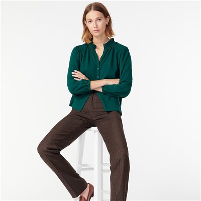 Ruffleneck button-up top