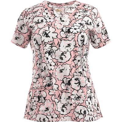 WonderWink Scrubs WonderFLEX En Rose Print Top