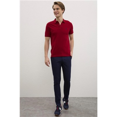 Erkek Bordo Basic Polo Yaka Tişört
