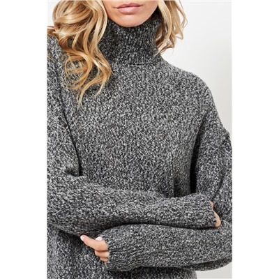 Vestido jersey - Negro jaspeado