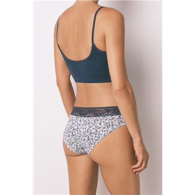 Braga ancha algodón estampada encaje gris medio