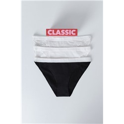 Pack 3 bragas clásicas blanco, gris, negro
