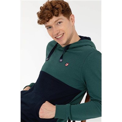 Erkek Yeşil Kapüşonlu Sweatshirt