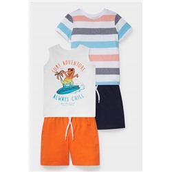 Set - Kurzarmshirt, Top und 2 Sweatshorts - Bio-Baumwolle