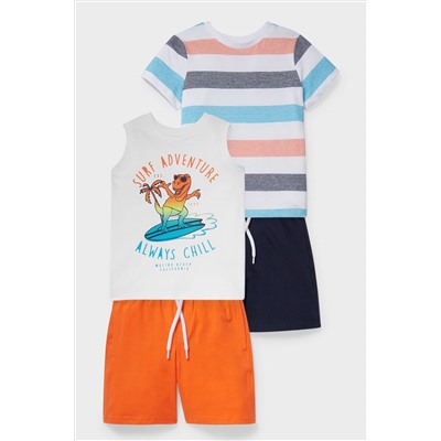 Set - Kurzarmshirt, Top und 2 Sweatshorts - Bio-Baumwolle