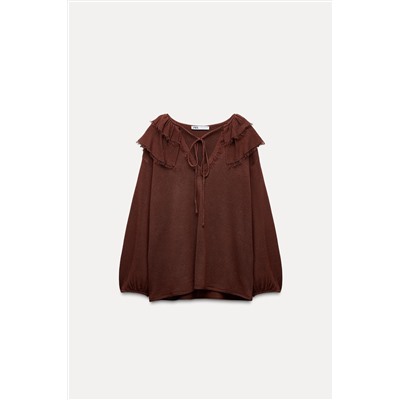RUFFLED KNIT BLOUSE