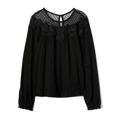 Lace yoke keyhole tee