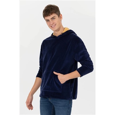 Erkek Lacivert Kapüşonlu Sweatshirt