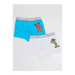 Denokids Erkek Çocuk Mavi-beyaz 2 Adet Boxer Takım CFF-22K1-081