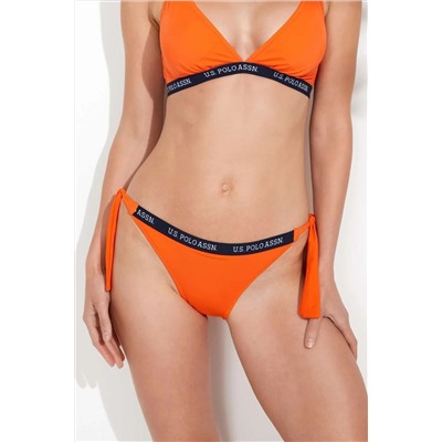 U.S. Polo Assn., Kadın Turuncu Kalın İpli Bikini Alt