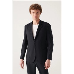 Avva Erkek Lacivert Örme Esnek Astarsız Slim Fit Dar Kesim Ceket E004001