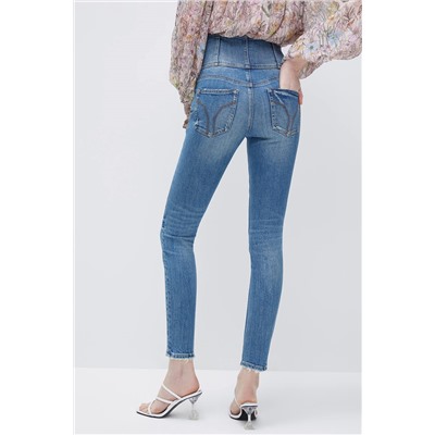 Vaquero skinny fit de tiro alto Azul claro