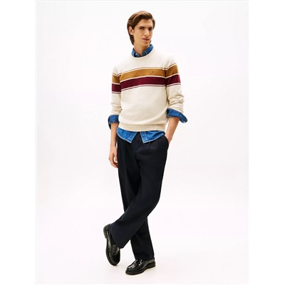 Block-Stripe Crewneck Sweater