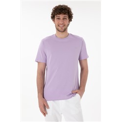 Erkek Regular Fit Bisiklet Yaka Lila Basic Tişört