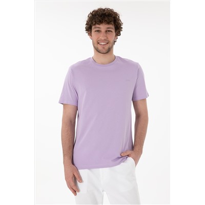 Erkek Regular Fit Bisiklet Yaka Lila Basic Tişört