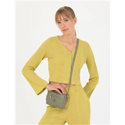 Yeşil Crop Top Örme Hırka