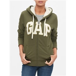 Sherpa-Lined Gap Logo Zip Hoodie