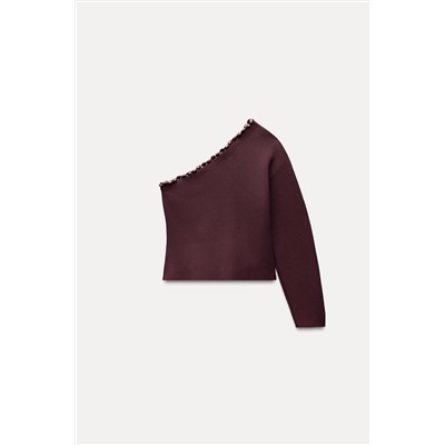 ASYMMETRIC BOBBLE KNIT SWEATER