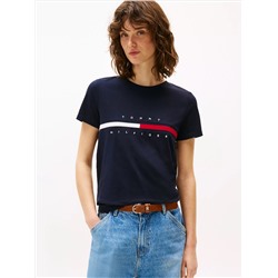 Embroidered Flag Stripe Logo T-Shirt