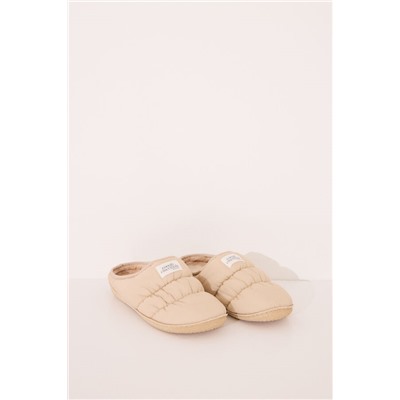 Zapatillas casa nylon acolchado beige
