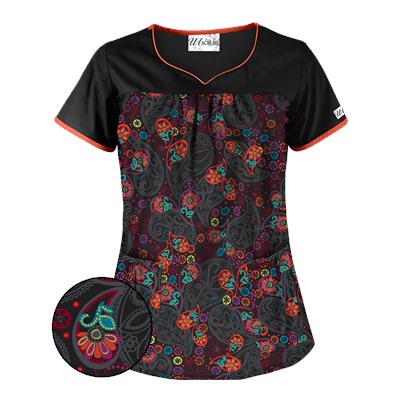 UA Pretty Persian Black Scrub Top