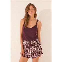 Pantalón corto viscosa estampado flores