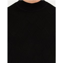 Siyah Slim Fit Balıkçı Yaka Triko Kazak