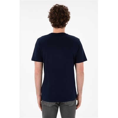 Erkek Regular Fit Bisiklet Yaka Lacivert Basic Tişört