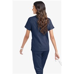 Butter-Soft STRETCH Women's 5-Pocket Short Sleeve V-Neck with Sport Trim Detail Scrub Top