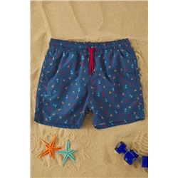 TRENDYOLKIDS Lacivert Erkek Çocuk Marine Baskılı Deniz Şortu TKDSS25DS00000