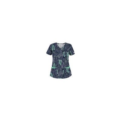 UA Tribal Palm Navy Print Scrub Top