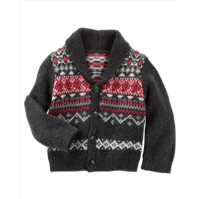 Fair Isle Shawl Collar Cardigan