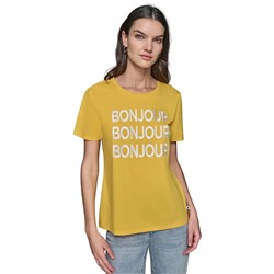 KARL LAGERFELD PARIS Women's Embroidered Bonjour T-Shirt