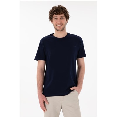 Erkek Regular Fit Bisiklet Yaka Lacivert Basic Tişört