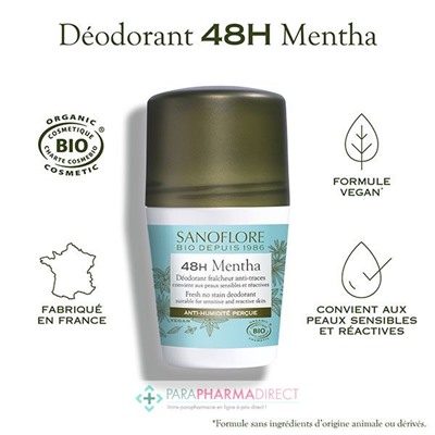 Sanoflore Déodorant Bille 48h Mentha 2x50mlLot  × 2