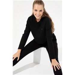 Kadın Siyah Bisiklet Yaka Sweatshirt
