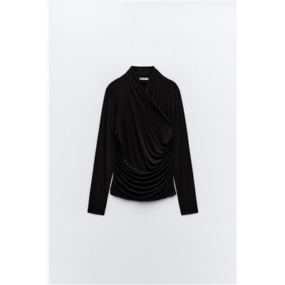DRAPED VISCOSE T-SHIRT