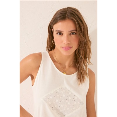 Camiseta tirantes 100% algodón blanco bordado