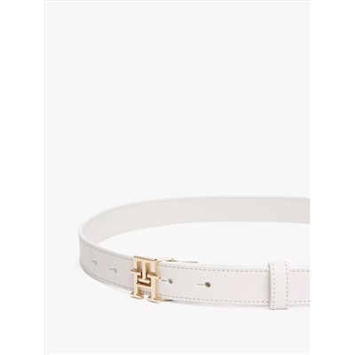 Monogram Buckle Leather Belt