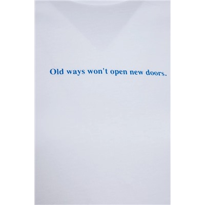 Beyaz Regular Fit Bisiklet Yaka Slogan Baskılı %100 Pamuk Örme Büyük Beden T-Shirt TBBSS23BF00034